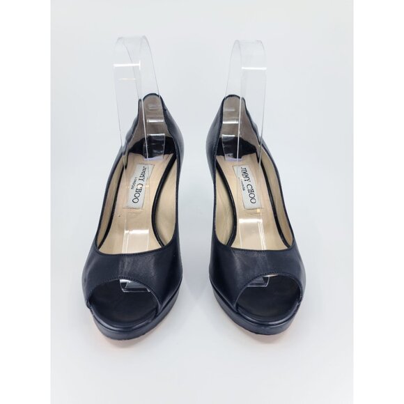 Jimmy Choo Black Open Toe Pumps Size 39 - Picture 3 of 6
